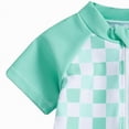 thumbnail image 6 of TOWED22 Toddler Baby Boy One Piece Swimsuit Shark Short Sleeve Zip Up Bathing Suit with Sun Cap Infant Rash Guard Swimwear Green,1-2 Y, 6 of 7