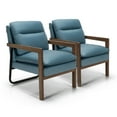 thumbnail image 1 of Costway Set of 2 Modern Accent Armchair Lounge Chair w/ Wood Legs & Steel Bracket Blue, 1 of 9