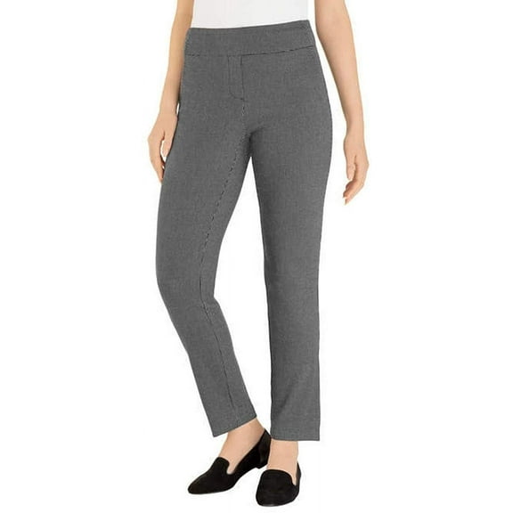 Hilary Radley Women's Pull On Tummy Control Pants, Black Off White, Small