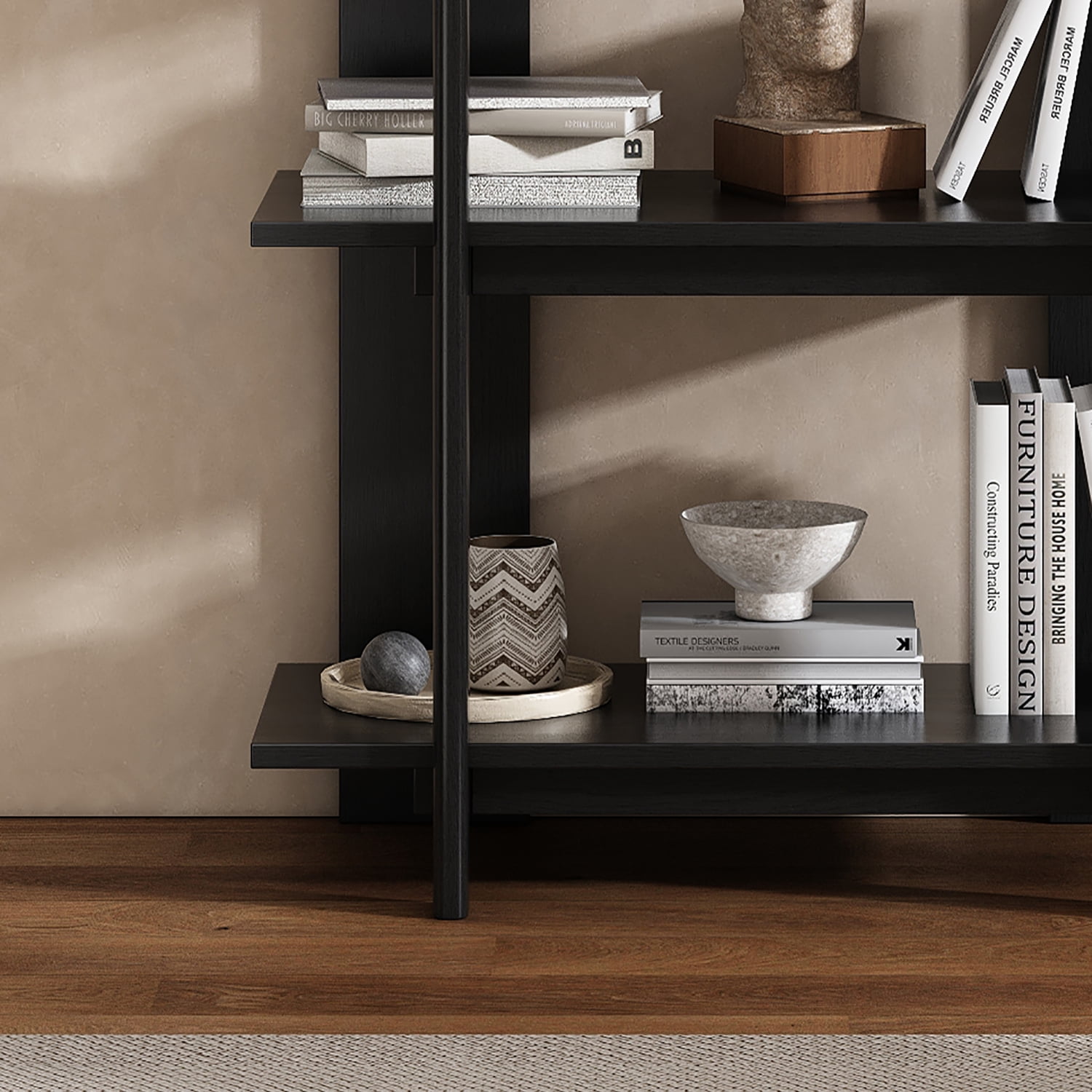4-Tier Wooden Open Bookcase, Modern Acacia Wood Display Bookshelf