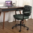 thumbnail image 4 of Silla Ergonómica con Soporte Lumbar de Respaldo Medio, Altura Ajustable de Cuero PU para Tareas de Computadora con Ruedas Giratorias de 360°, 4 of 27