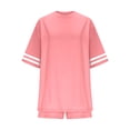thumbnail image 4 of LEWKW Womens Oversized T-Shirt & Biker Shorts Sets Striped Sleeve Activewear Casual Summer Loungewear Varsity Style Athletic 2 Piece Matching Outfits, 4 of 5