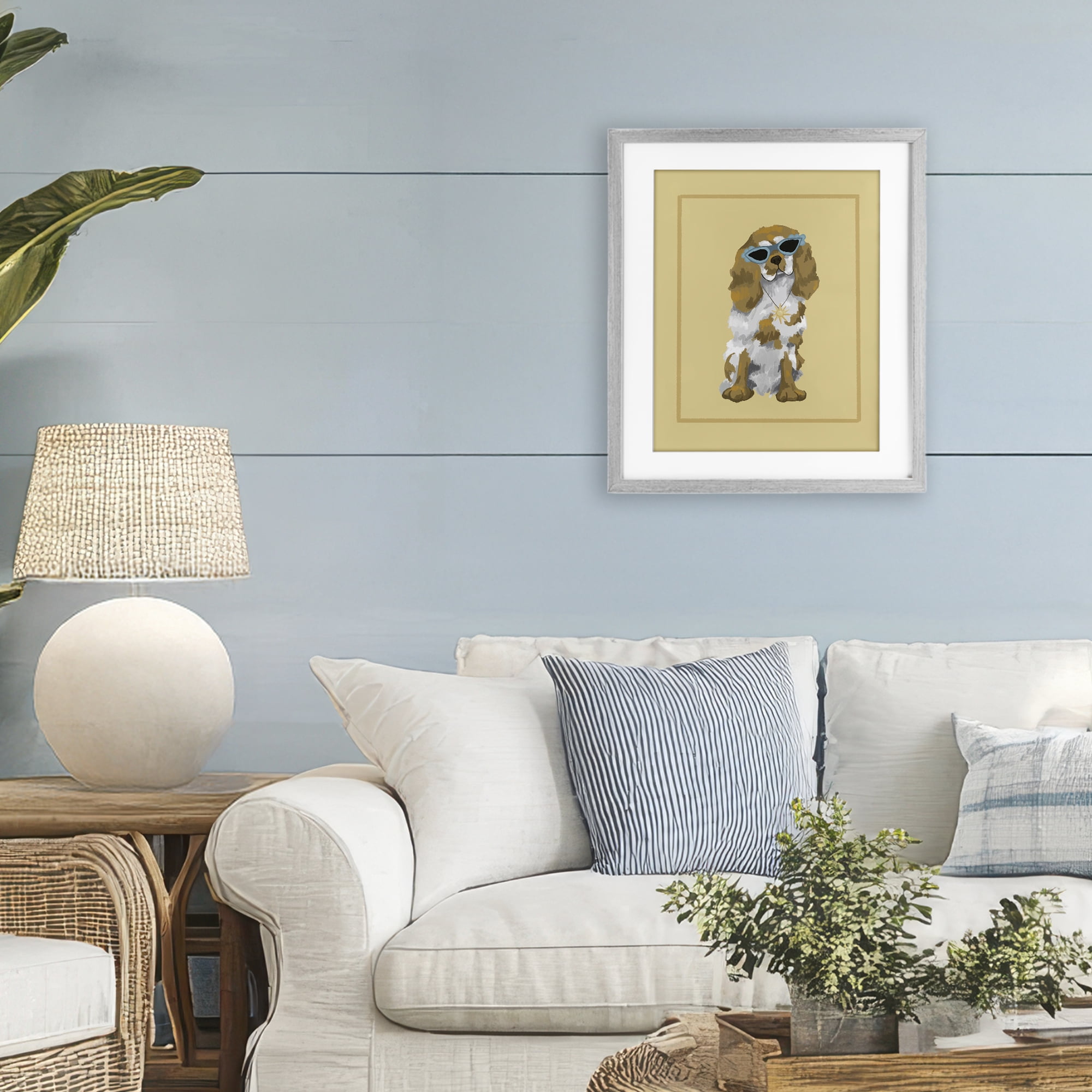Stupell Industries Coolest Dog & Sunglasses Gray Framed Print Under Glass, design by Sadie Harper