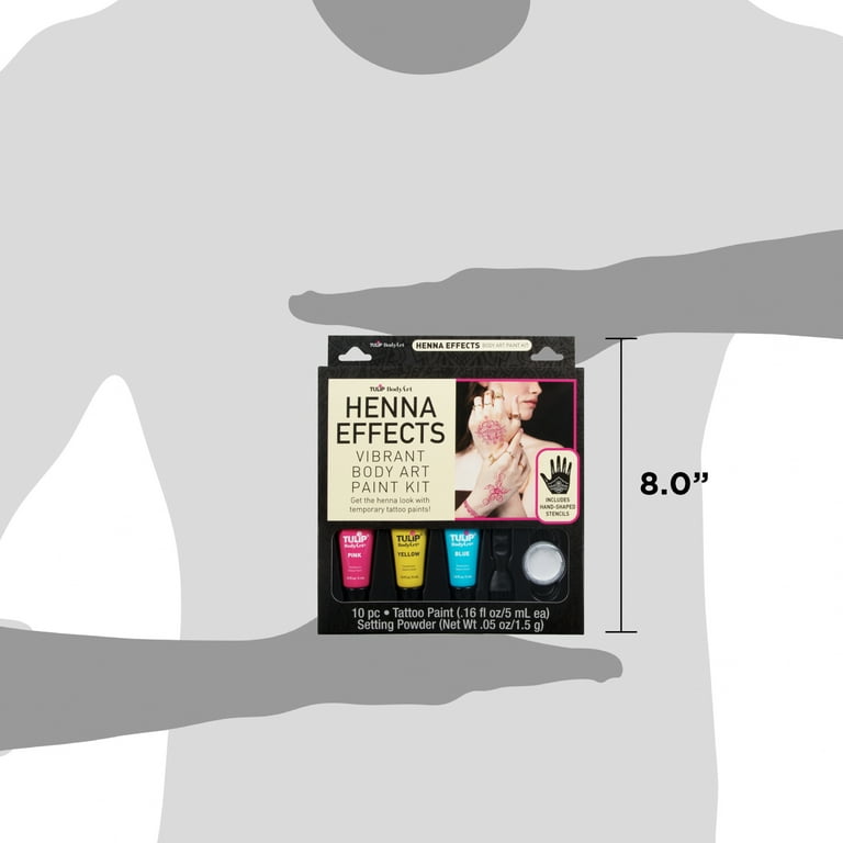 Tulip Ultimate Henna Body Art Kit, Vibrant: Pink, Yellow, Blue Non
