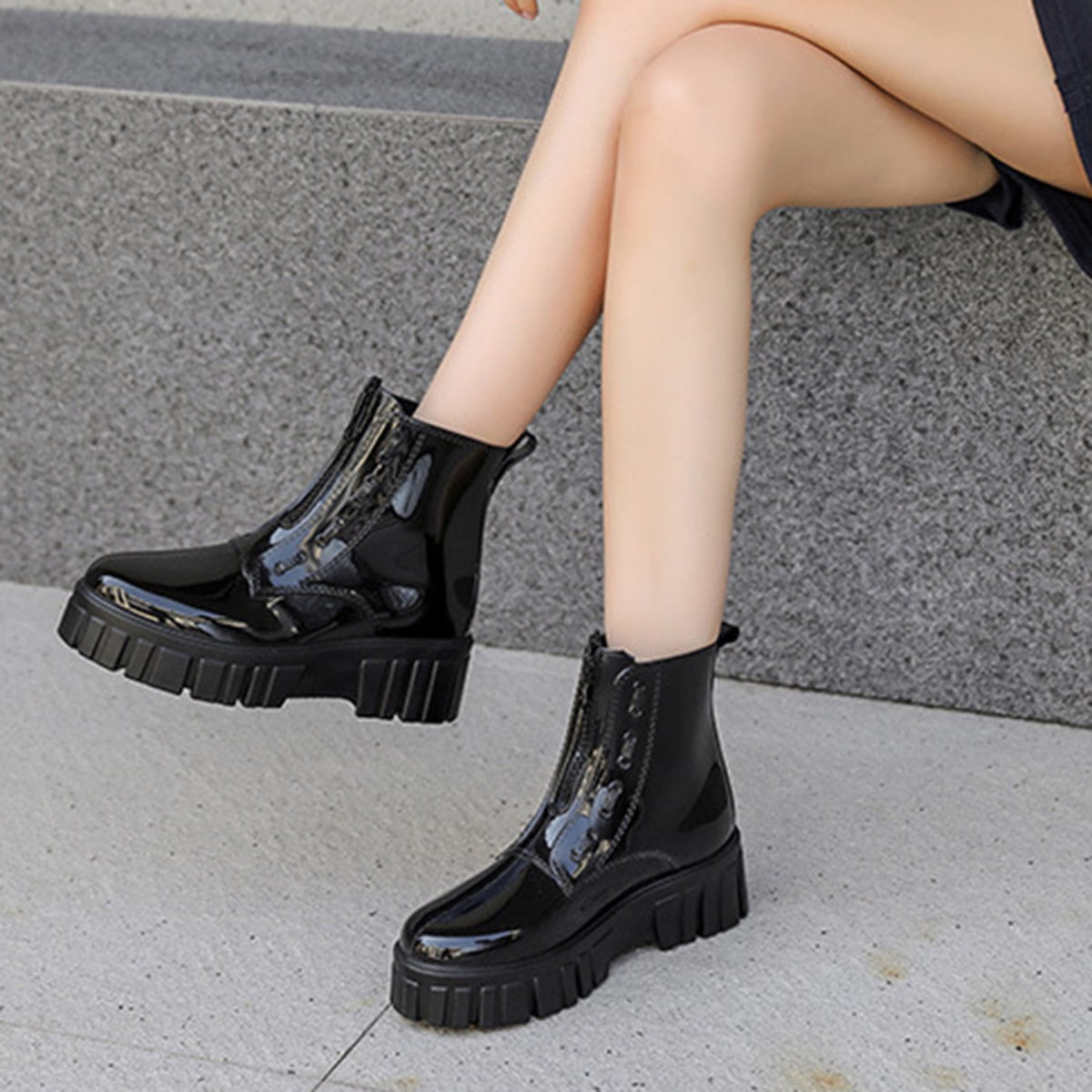 AUXDIQ Rain Shoes Women Mid-calf Boots Waterproof Rain Boots Outdoor Garden Shoes