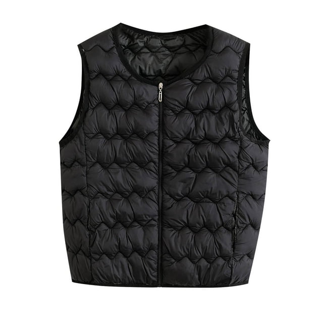 Plebaso Gilet Matelassé Sans Manches pour Femmes Grande Taille avec Poches Fermeture Éclair Veste Légère Rembourrée