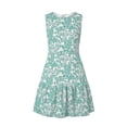 thumbnail image 4 of Cocktail Dresses for Women Crew Neck Casual Sleeveless Printed Tunic Pleated Semi Formal Floral Mini Dress for Spring Summer Mint Green S-2XL, 4 of 5
