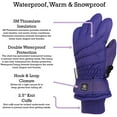 thumbnail image 3 of Gant de Ski Imperméable pour Enfants avec Crêtes (Violet Foncé, 5-6 Ans), 3 of 5