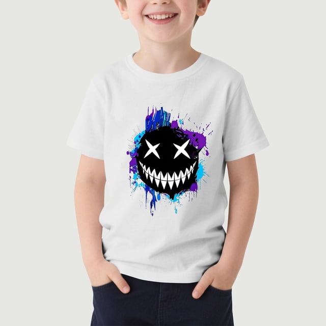 hengsof T-Shirt Graphique à Manches Courtes pour Enfants Unisexe, Motif Imprimé Mignon, Col Rond Décontracté, T-Shirt d'Été Léger pour Jouer, Haut pour 1-13 Ans