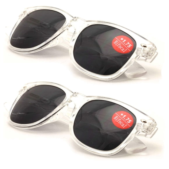 V.W.E. Lunettes de Lecture Extérieures Bifocales Transparentes - Lecteurs Confortables et Élégants Simples (2 Paires, +2.75)
