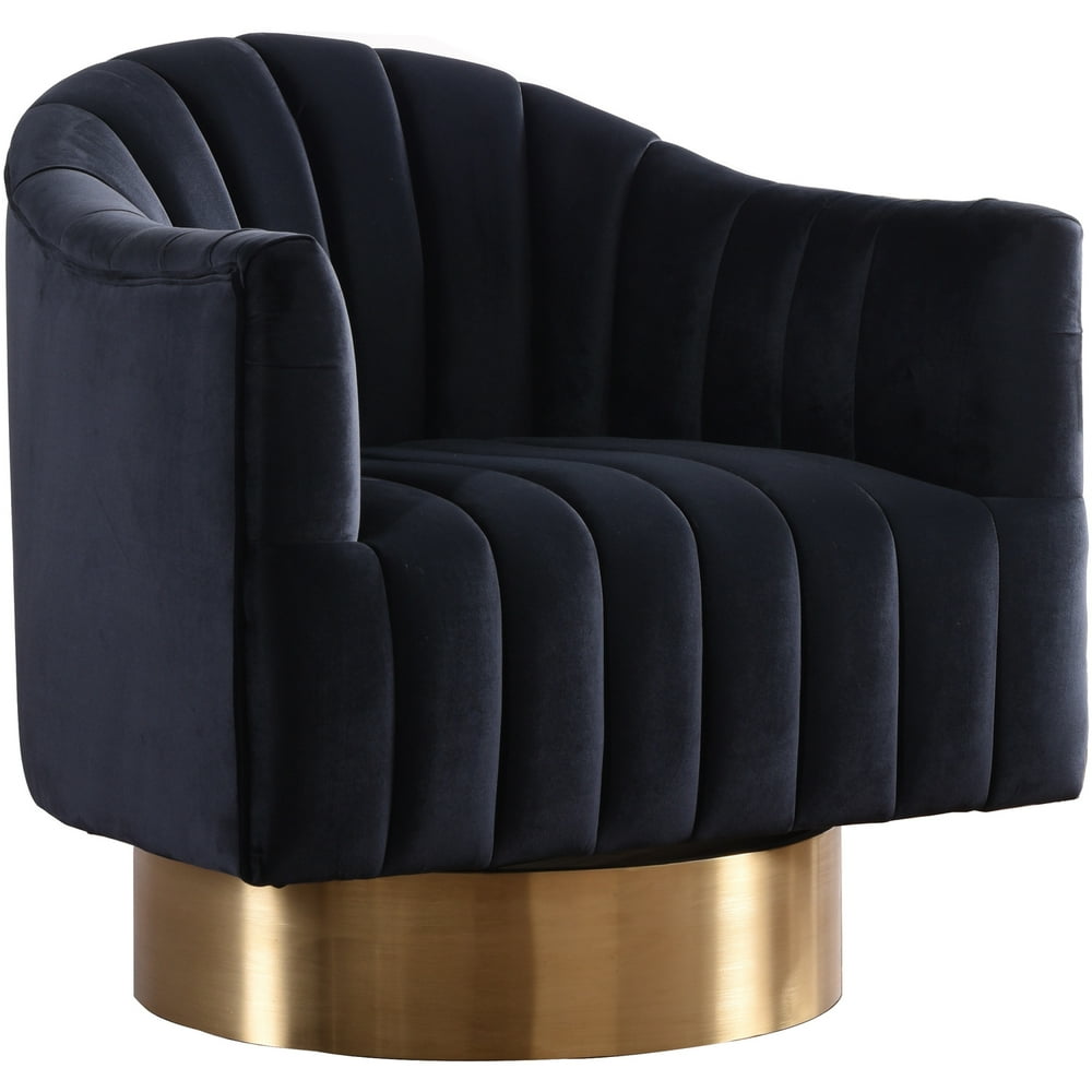 Farrah Black Velvet Accent Chair-Color:Black Velvet,Style:Contemporary