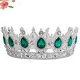 thumbnail image 4 of EeaseMX Elegante corona de novia, tocado de boda, tocado encantador, accesorio para vestido de novia, adorno para el cabello de fiesta para mujer (plata y verde), 4 of 7