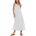 thumbnail image 2 of ibuvkizy Summer Dresses for Women Plus Size,Fashion Women Sexy Casual Summer Solid One Shoulder Sleeveless Long Dress,Holiday Party Beach Dress,Gifts for Women, 2 of 6