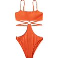 thumbnail image 3 of GHSDFBB Ring Linked Cut-Out One Piece Swimsuit Scoop Neck Lace Up Back Monokini Bathing Suit, 3 of 6