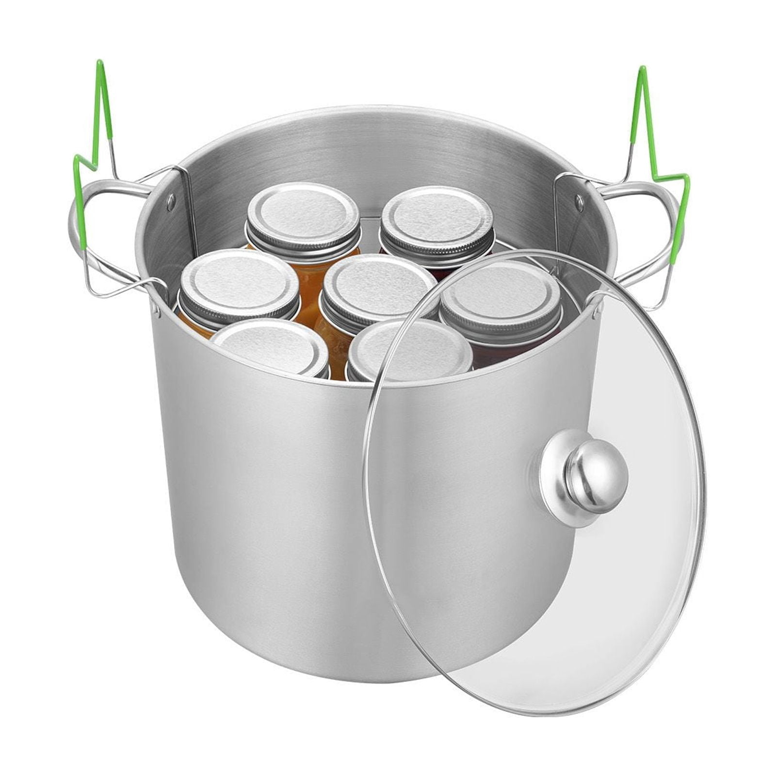 Canning Pot with Rack & Glass Lid, 7-Jar Capacity, Stainless Steel, Induction Compatible, for Jam Preserves Home Canning