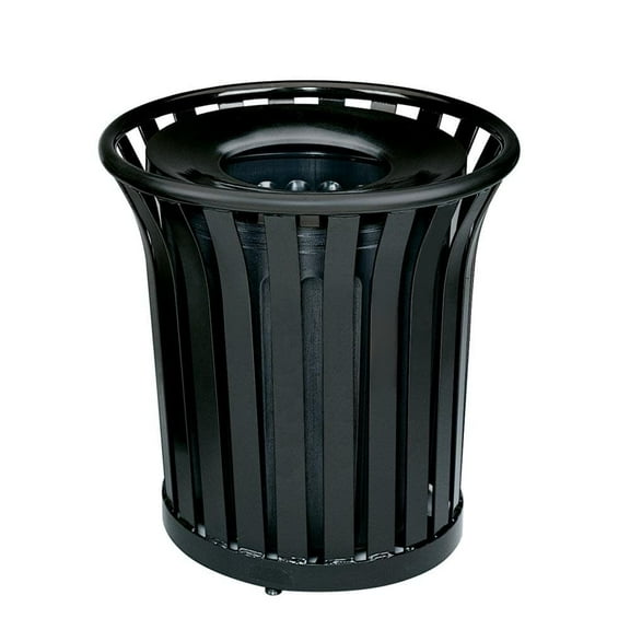Rubbermaid Commercial Americana Steel Waste Receptacle - 36 gal Capacity - 32.5" Height x 29" Diameter - Black