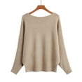 thumbnail image 2 of Women's Off Shoulder Batwing Sleeve Oversized Pullover Knit Sweater Top Plus Size Spring & Autumn Short Style, 2 of 2