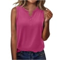 thumbnail image 2 of VBVC Women's Henley V-Neck Sleeveless Tank Top,Ladies Casual Button Front Loose Fit Blouse,Lightweight Basic Summer Cami Top For Women,Hot Pink,S-2XL, 2 of 8