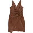 thumbnail image 1 of GUESS Womens Faux Leather Sheath Dress, ltpasbwn, 10, 1 of 2