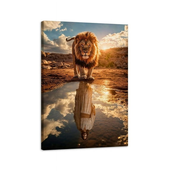Lion of Judah and the Divine Reflection Jesus Is King Jesus Art Christian Wall Art Faith Art Bible Verse Art Christian Wall Decor