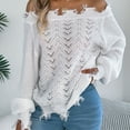 thumbnail image 2 of Yangnuo Trendy Sweaters for Women Women‘s Casual Oversize Loose Hollow Long Sleeve Sheared Off-the-shoulder Pullover Sweater Coat, 2 of 5