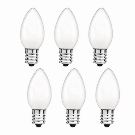C7 LED Candelabra Bulb 0.5W, E12 Base 2700K Warm White Night Light Bulbs, 5W Equivalent for Chandeliers, Window Candles, and Lamps, 6-pack