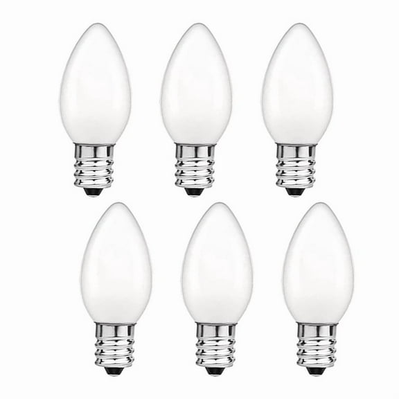 C7 LED Candelabra Bulb 0.5W, E12 Base 2700K Warm White Night Light Bulbs, 5W Equivalent for Chandeliers, Window Candles, and Lamps, 6-pack
