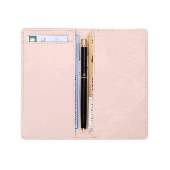 UNIWELL Leather Checkbook Cover for Women - RFID Blocking Personal Checkbook Holder with Pen Holder, Card Slots & Cash Compartment,  Pink Duplicate Checkbook Wallet Transaction Register Case