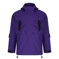thumbnail image 3 of Men's Windbreakers Fashion Long Sleeves Hooded Solid Zipper Cardigan Outdoor Workwear Trench Coat Windbreaker Front-Zip Jacket Purple 3XL, 3 of 6