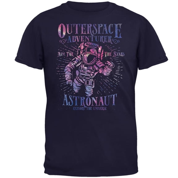Outer Space Adventurer Astronaut Aim For The Stars Mens T Shirt Navy 2XL