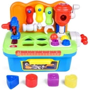 Fine Motor Tools for Toddlers, Pretend Play Toy Tool Set with Sound and Music, Learning Workbench Outdoor Toys, Ages 2+