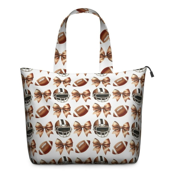 Football Helmets with Bows Pattern Travel Tote Bags for Women Carry On,Large Weekender Bags for Women Travel,Multi Functional Duffle Bag for Work,Shopping,Sports