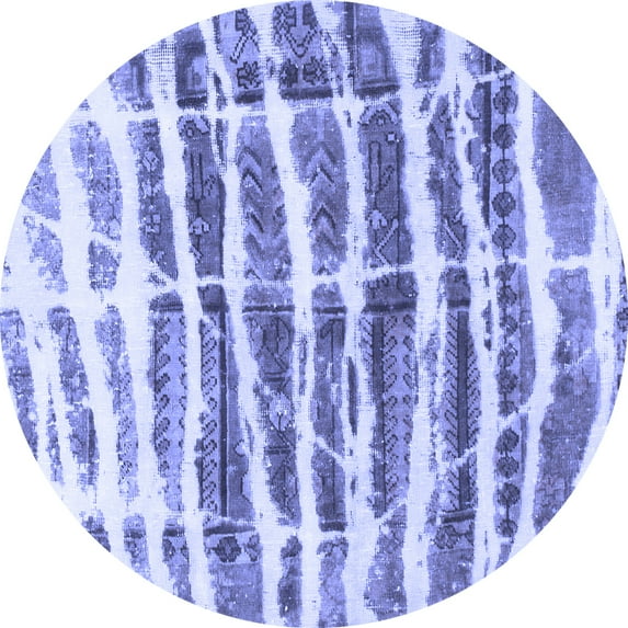 Ahgly Company Indoor Round Abstract Blue Modern Area Rugs, 4' Round