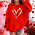 thumbnail image 4 of Sleeve Blouses Tunic Valentines Day Heart Print Hooded Girls Long Sleeve Pullover Sweatshirt Kids Oversized Hoodies Tops Girl's Hoodies Sweatshirt Red 5Y, 4 of 8