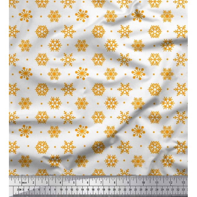 Soimoi Modal Satin Fabric Dot & Snow Flakes Floral Print Fabric by Yard 42 Inch Wide