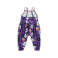 thumbnail image 3 of Toddler Baby Girl Halloween Clothes Sleeveless Romper Pumpkin Print Spaghetti Strap Jumpsuit Outfit, 3 of 7