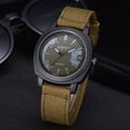 thumbnail image 2 of Reloj de cuarzo con banda de lona de personalidad Reloj masculino con esfera redonda grande de color sólido (verde), 2 of 3