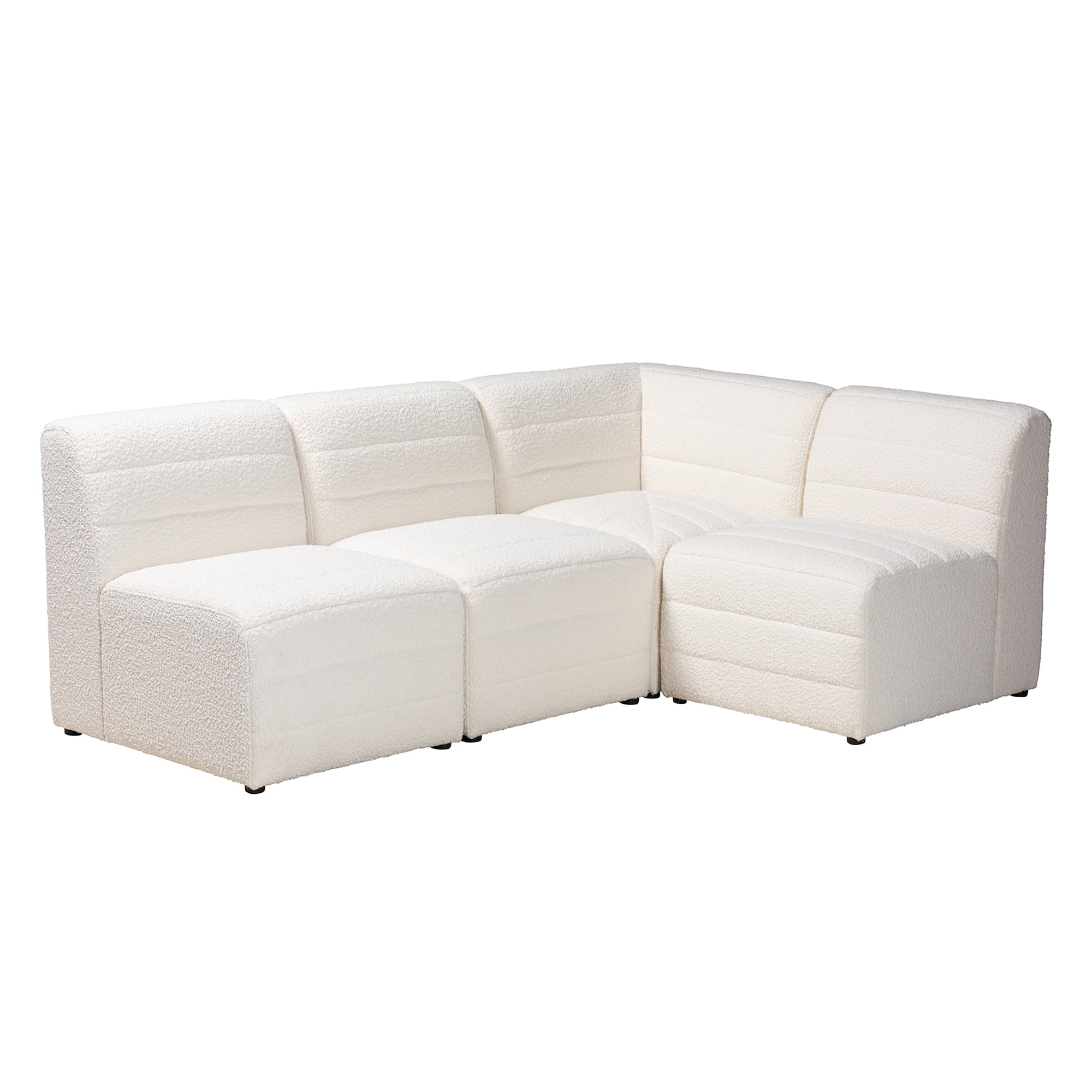 Baxton Studio Maya Modern White Boucle Fabric 4-Piece Modular Sectional Sofa