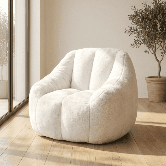 Bean Bag Chair with Filler,Fluffy and Lazy Sofa, Comfy Cozy BeanBag Chairs with Memory Foam for Dorm, Apartment, Living Room