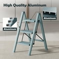 thumbnail image 3 of 3 Step Ladder,Aluminum Lightweight Folding 3 Step Stool with Anti-Slip Wide Pedal,330lbs Capacity Step Ladder for Household,Kitchen,Office - Serene Blue, 3 of 16