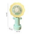 thumbnail image 3 of Oioii Cute Flower Shaped Mini Handheld Fan, USB Rechargeable with Detachable Base, Quiet Personal Cooler for Home, Office, Travel and Desktop Use,Green, 3 of 6