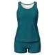 thumbnail image 4 of Traje de baño conservador de dos piezas para mujer, tankini, con sujetador acolchado, sin mangas, cuello redondo, de dos piezas, color liso, traje de baño de dos piezas para mujer, trajes de baño tank, 4 of 9