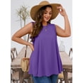 thumbnail image 2 of SHOWMALL Women's Plus Sleeveless Tunic Top Purple 3X Summer T Shirts Sleeveless Casual Loose Blouses, 2 of 9