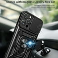 thumbnail image 2 of Rugged Case for iPhone 13 Pro Max Shockproof Phone Case with Camera Lens Slide Cover and Ring Holder Kickstand, Support Magnet Car Mount, Military Grade Heavy Duty Protection Cover, Green, 2 of 10