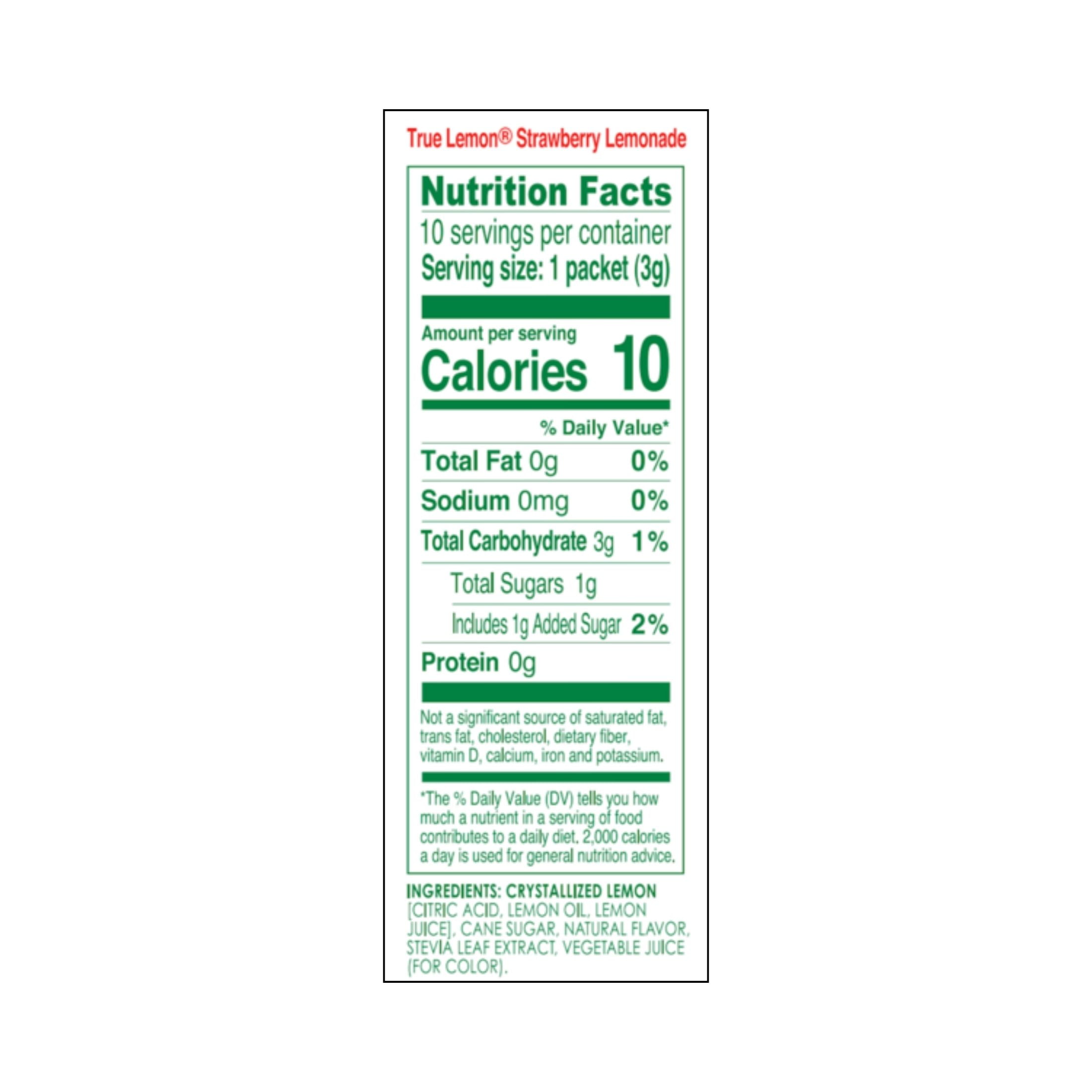 (12 pack) (12 pack) True Lemon Strawberry Lemonade Drink Mix Powder, No Artificial Sweeteners, 1.06 oz., 10 Count Box