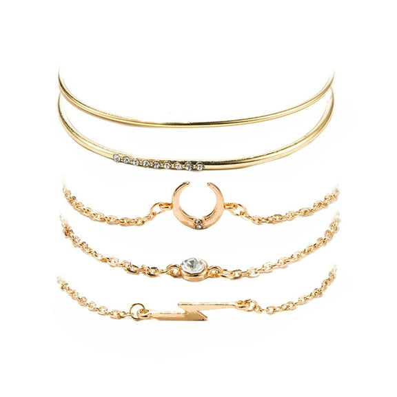 Dengmore Jewelry Set Fashionable Personality Moon Lightning Full Crystal Five-piece