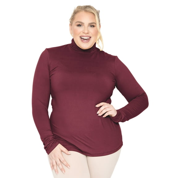Stretch Is Comfort Women's Plus Size Warm Long Sleeve Turtleneck Top Burgundy 4X