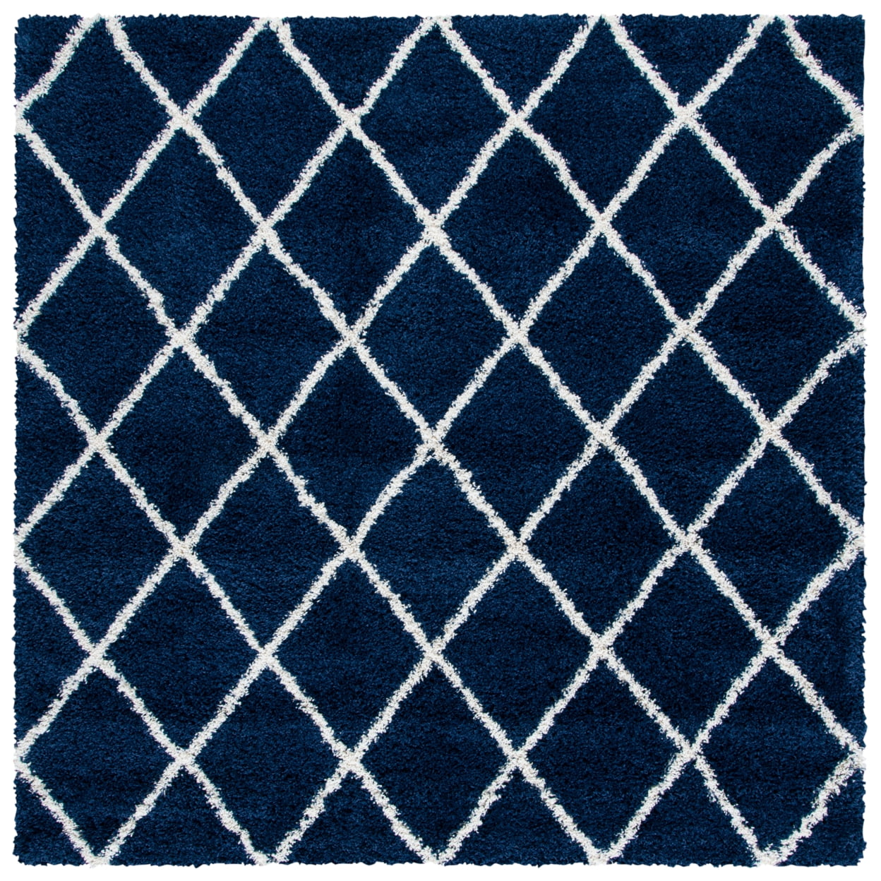 SAFAVIEH Hudson Jackson Trellis Shag Area Rug, Navy/Ivory, 8' x 10'