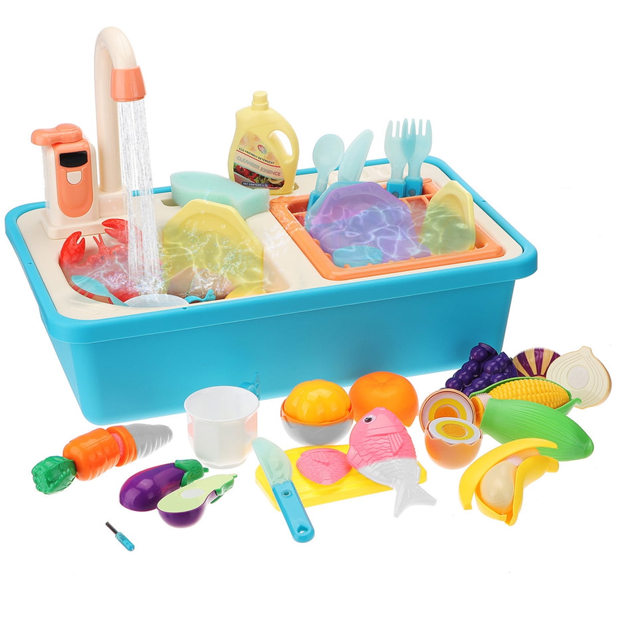 Details about   VBE kid Kitchen Play Set+Realistic Lights & Sounds;Play Sink+Running-Rri 