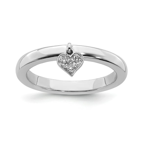 925 Sterling Silver Stackable Expressions Dangle Heart Diamond Ring Size: 9; for Adults and Teens; for Women and Men